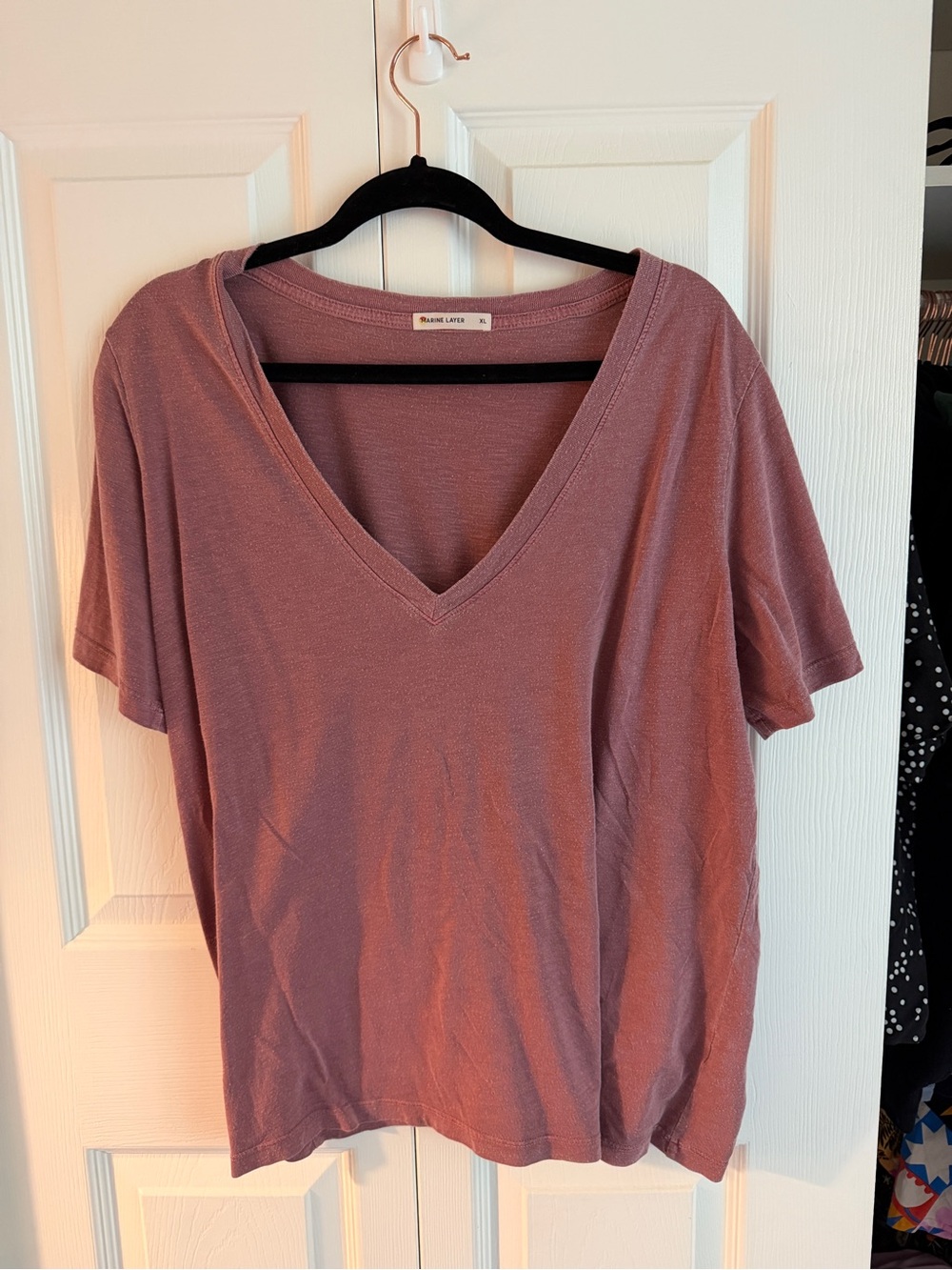 Marine Layer Deep V-Neck Tee – Size XL – Dusty Mauve